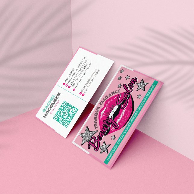 Glamourous and Girly Retro Pop Art Beauty Salon  Business Card (Creator Uploaded)
