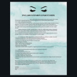 Glamourous Aqua EYELASH EXTENSION CONSENT FORM Flyer<br><div class="desc">Eyelash Extensions Consent forms are perfect for your Lash Extension business. This modern and sophisticated consent form design features a glamourous , minimalistic illustration of a woman's eyelashes a title and a block where you can insert all your informed consent details on a luxury watercolor light blue aqua background. Need...</div>