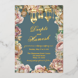 Glamourous Arabian Nights Blue Floral Wedding
