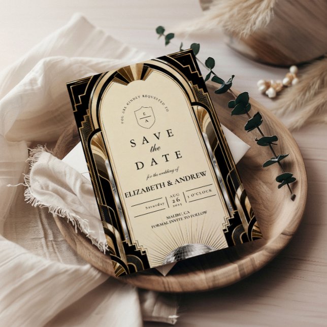Glamourous Art Deco Disco Wedding Save The Date (Creator Uploaded)