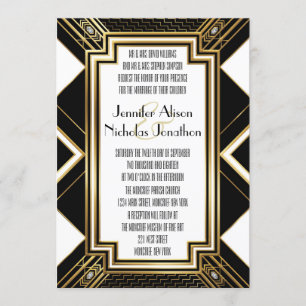 Glamourous Art Deco Geometric Wedding Invitation