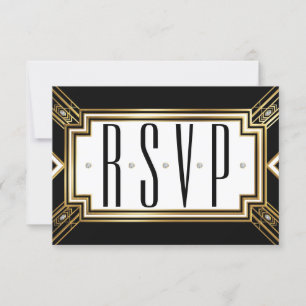 Glamourous Art Deco Geometric Wedding RSVP