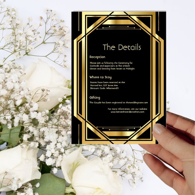 Glamourous Art Deco Gold Black Vintage Details Car Invitation (Creator Uploaded)