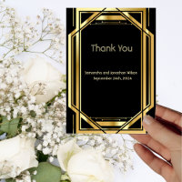 Glamourous Art Deco Gold Black Vintage Thank You 