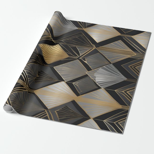 Glamourous Art Deco-inspired wrapping paper patter (Unrolled)