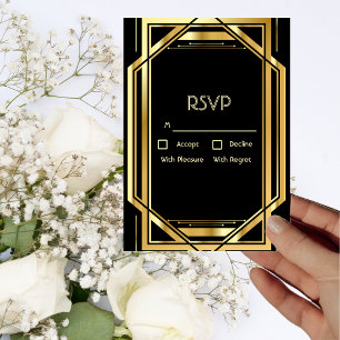 Glamourous Art Deco Vintage RSVP Card