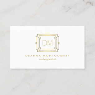 Glamourous Art Deco White/Gold Beauty Makeup Business Card