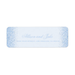 Glamourous Baby Blue Glitter Address Labels