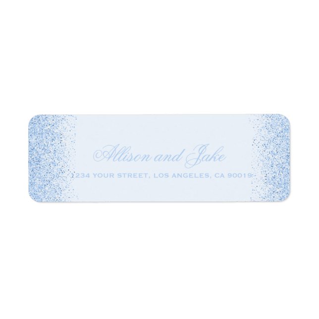 Glamourous Baby Blue Glitter Address Labels (Front)