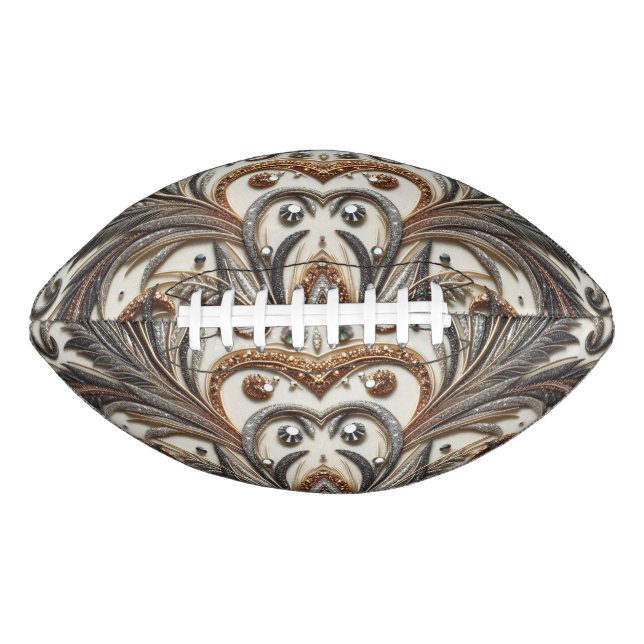 Glamourous Baroque Design with Glitter & Gemstones American Football (Front)