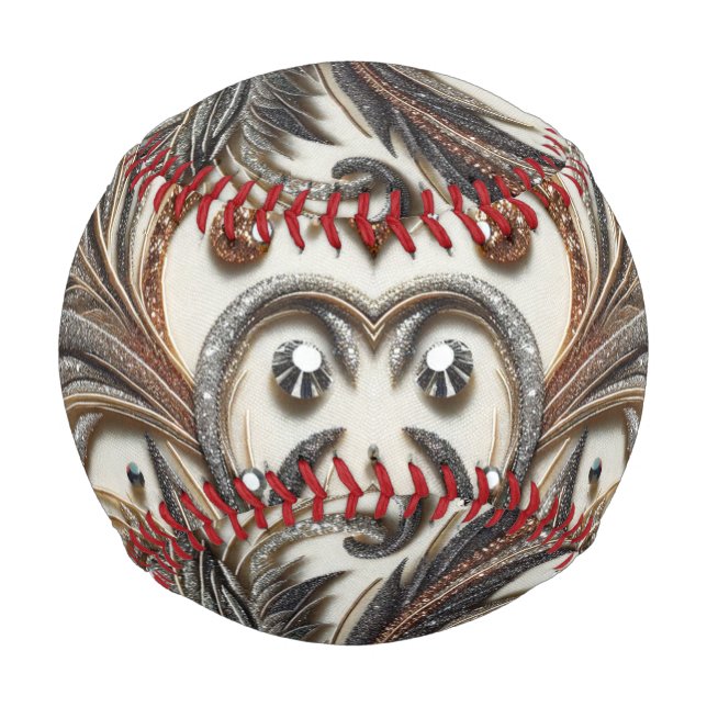 Glamourous Baroque Design with Glitter & Gemstones Baseball (Front)