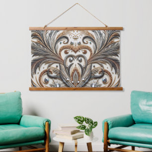 Glamourous Baroque Design with Glitter & Gemstones Hanging Tapestry