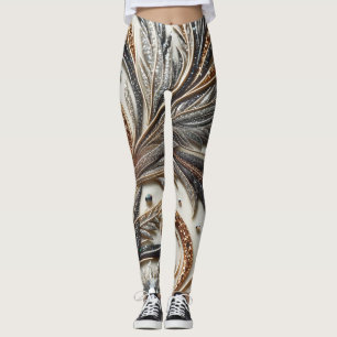 Glamourous Baroque Design with Glitter & Gemstones Leggings