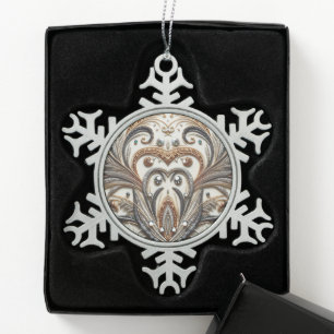Glamourous Baroque Design with Glitter & Gemstones Snowflake Pewter Christmas Ornament