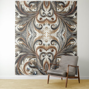 Glamourous Baroque Design with Glitter & Gemstones Tapestry