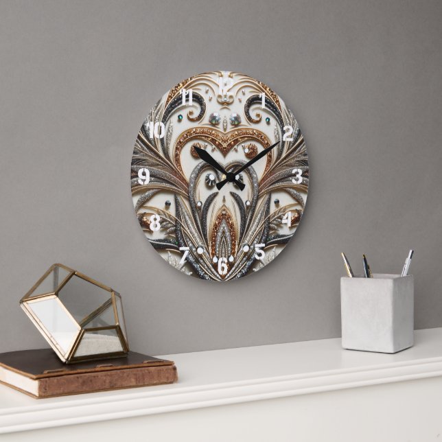Glamourous Baroque with Glitter & Gemstones – Glit Large Clock (Office)