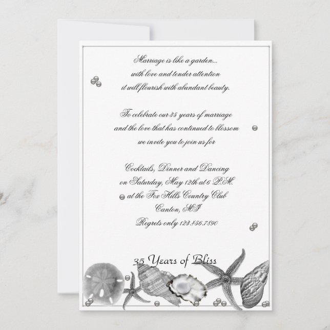 Glamourous Beach in Silver Anniversary Invitation (Front)