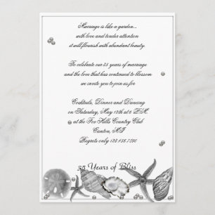 Glamourous Beach in Silver Anniversary Invitation