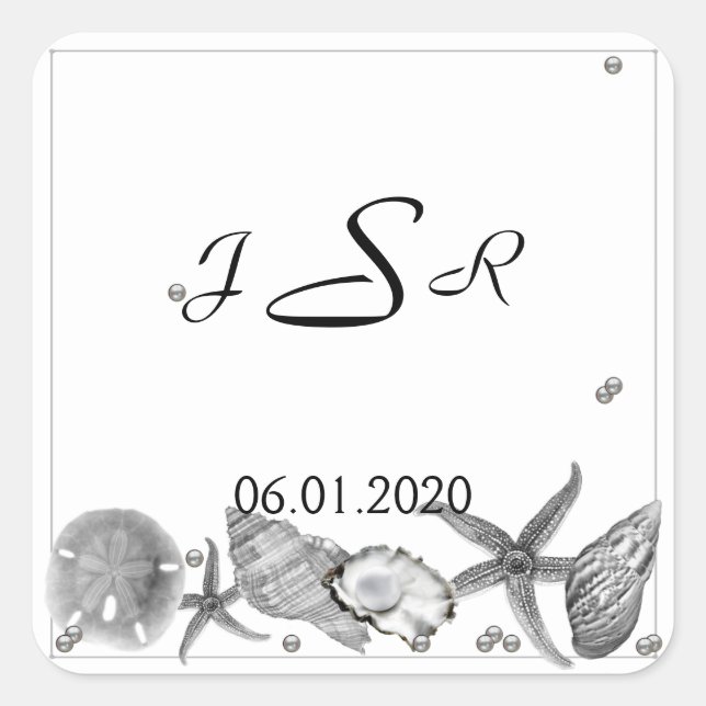 Glamourous Beach in Silver Monogram Sticker (Front)