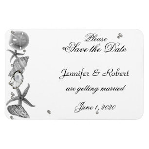 Glamourous Beach in Silver Wedding Save the Date Magnet