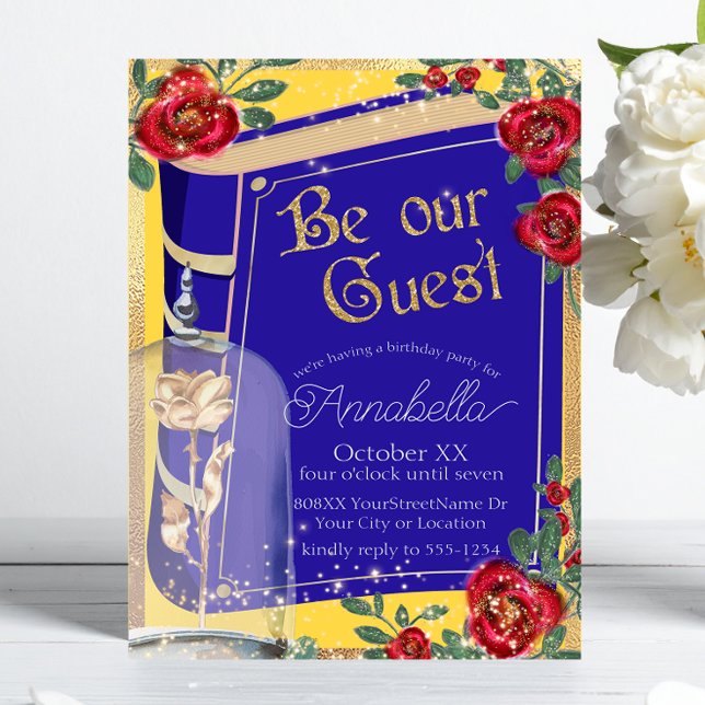 Glamourous Beauty and the Beast Fairy Tale Yellow Invitation (Creator Uploaded)