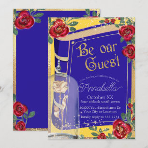 Glamourous Beauty and the Beast Fairy Tale Yellow Invitation