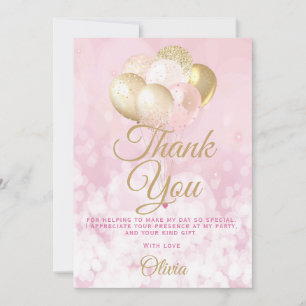 Glamourous Birthday Party Thank You Card
