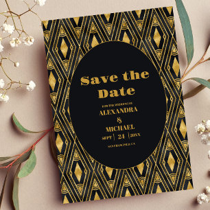 Glamourous Black and Gold Art Deco Wedding Save The Date