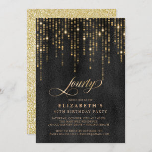 Glamourous Black and Gold Birthday Party  Invitation