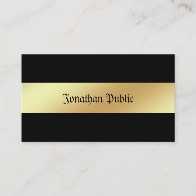 Glamourous Black And Gold Elegant Professional Business Card (Front)