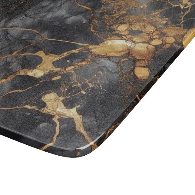 Glamourous black and Gold Marble Effect Cutting Board (Corner)