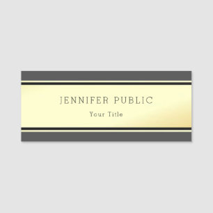 Glamourous Black And Gold Modern Elegant Template Name Tag