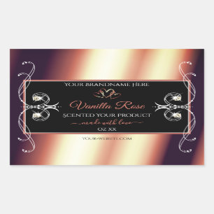 Glamourous Black and Rose Brown Decor Product Labe Rectangular Sticker