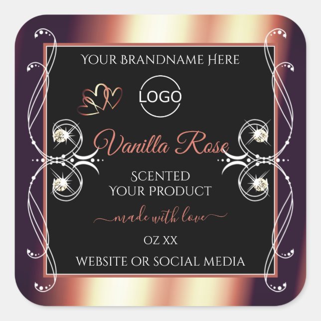 Glamourous Black and Rose Brown Logo Product Label (Front)