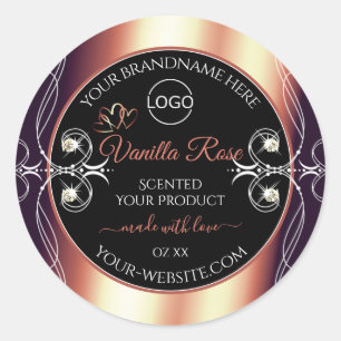 Glamourous Black and Rose Brown Logo Product Label