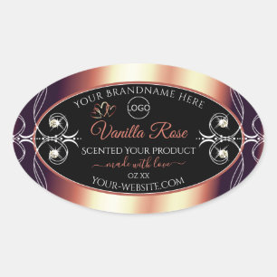 Glamourous Black and Rose Brown Logo Product Label