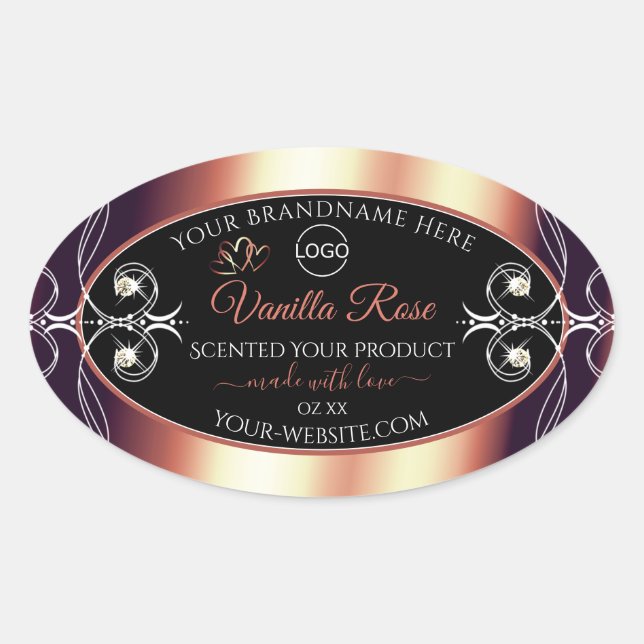 Glamourous Black and Rose Brown Logo Product Label (Front)