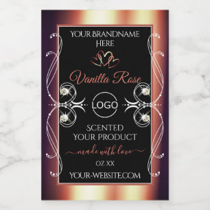 Glamourous Black and Rose Brown Logo Product Label