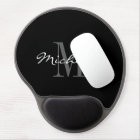 Glamourous black and white monogram gel mousepad