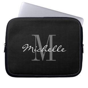 Glamourous black and white monogram laptop sleeves