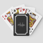 Glamourous black and white monogram playing cards