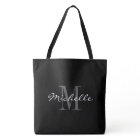 Glamourous black and white monogram tote bag