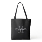 Glamourous black and white monogram tote bag