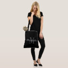 Glamourous black and white monogram tote bag