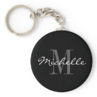 Glamourous black and white name monogram keychain