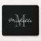 Glamourous black and white name monogram mouse pad