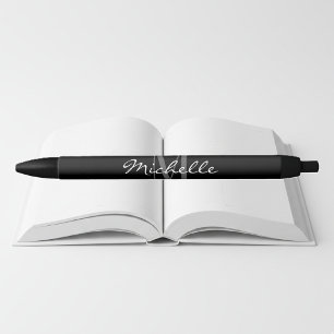 Glamourous black and white name monogram pens