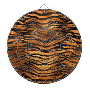 Glamourous Black Brown Tiger Stripes Animal Print Dartboard