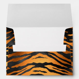 Glamourous Black Brown Tiger Stripes Animal Print Envelope