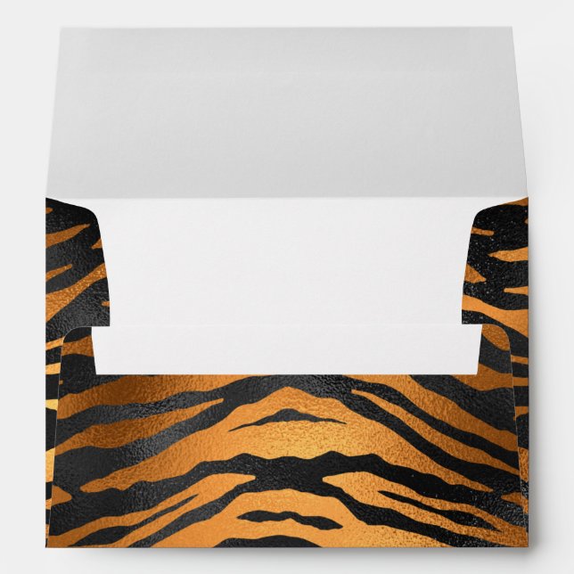 Glamourous Black Brown Tiger Stripes Animal Print Envelope (Back (Bottom))